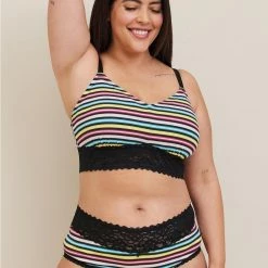 TORRID Cotton Mid-Rise Cheeky Lace Trim Panty