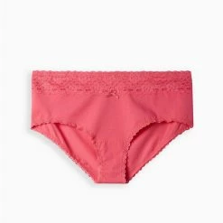 TORRID Cotton Mid-Rise Cheeky Lace Trim Panty