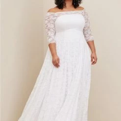 TORRID White Lace Off Shoulder A-Line Wedding Dress