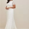 TORRID Ivory Lace Short Sleeve Fit & Flare Wedding Dress