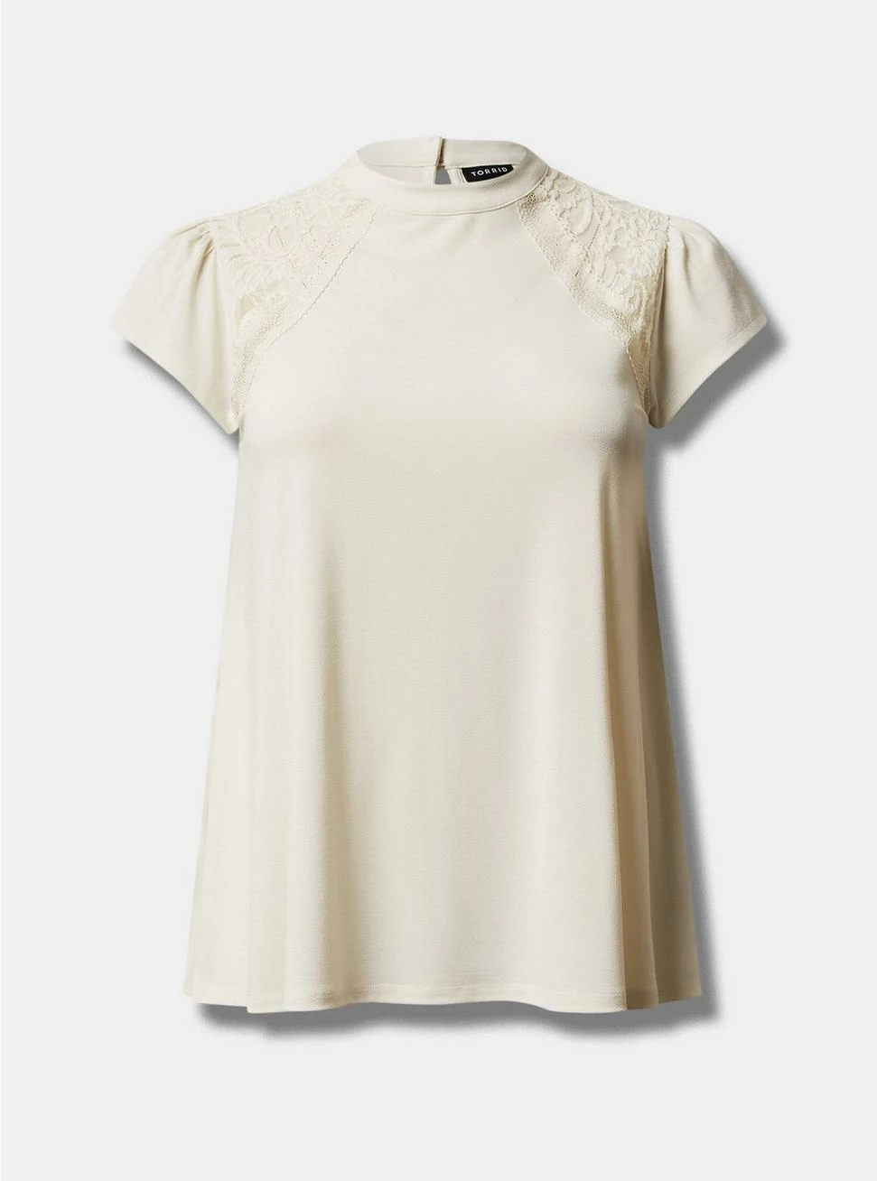 TORRID Studio Crepe Jersey Mock Neck Lace Inset Top - Image 4