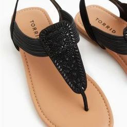 TORRID Black Elastic T-Strap Sandal (WW)
