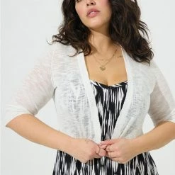 TORRID Slub Shrug 3/4 Sleeve Cropped Sweater