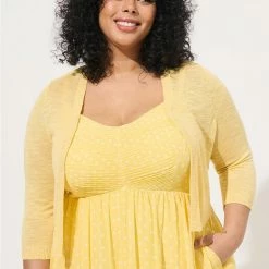 TORRID Slub Shrug 3/4 Sleeve Cropped Sweater