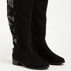 TORRID Corset Knee Boot - Faux Suede Plaid Black (WW)