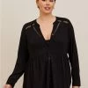 TORRID Emma Babydoll Rayon Slub Lace Trim Tunic Top