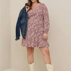 TORRID Voluminous Textured Stretch Rayon Mini Skater Dress