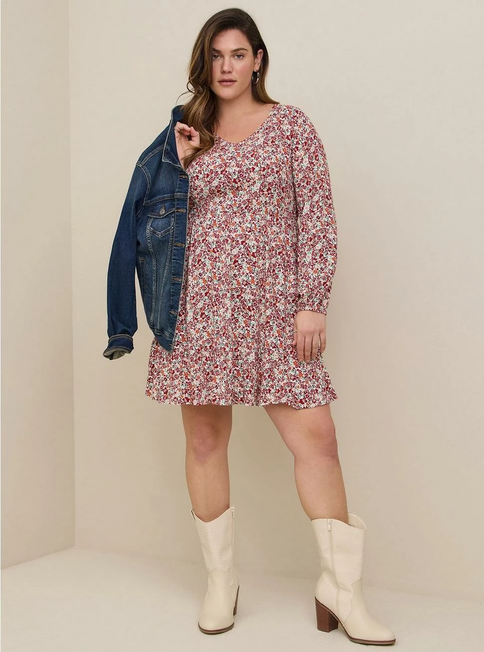 TORRID Voluminous Textured Stretch Rayon Mini Skater Dress