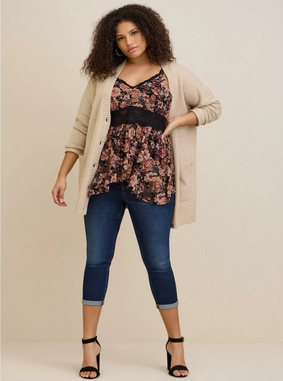 TORRID Gauze Babydoll Tank With Lace Inset Cami - Image 2