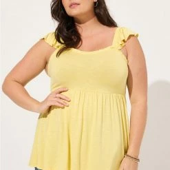 TORRID Babydoll Super Soft Slub Ruffle Shoulder Tank