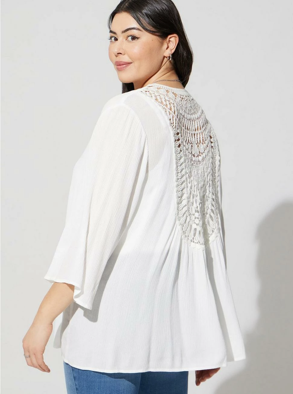 TORRID Gauze Crochet Inset Kimono - Image 2