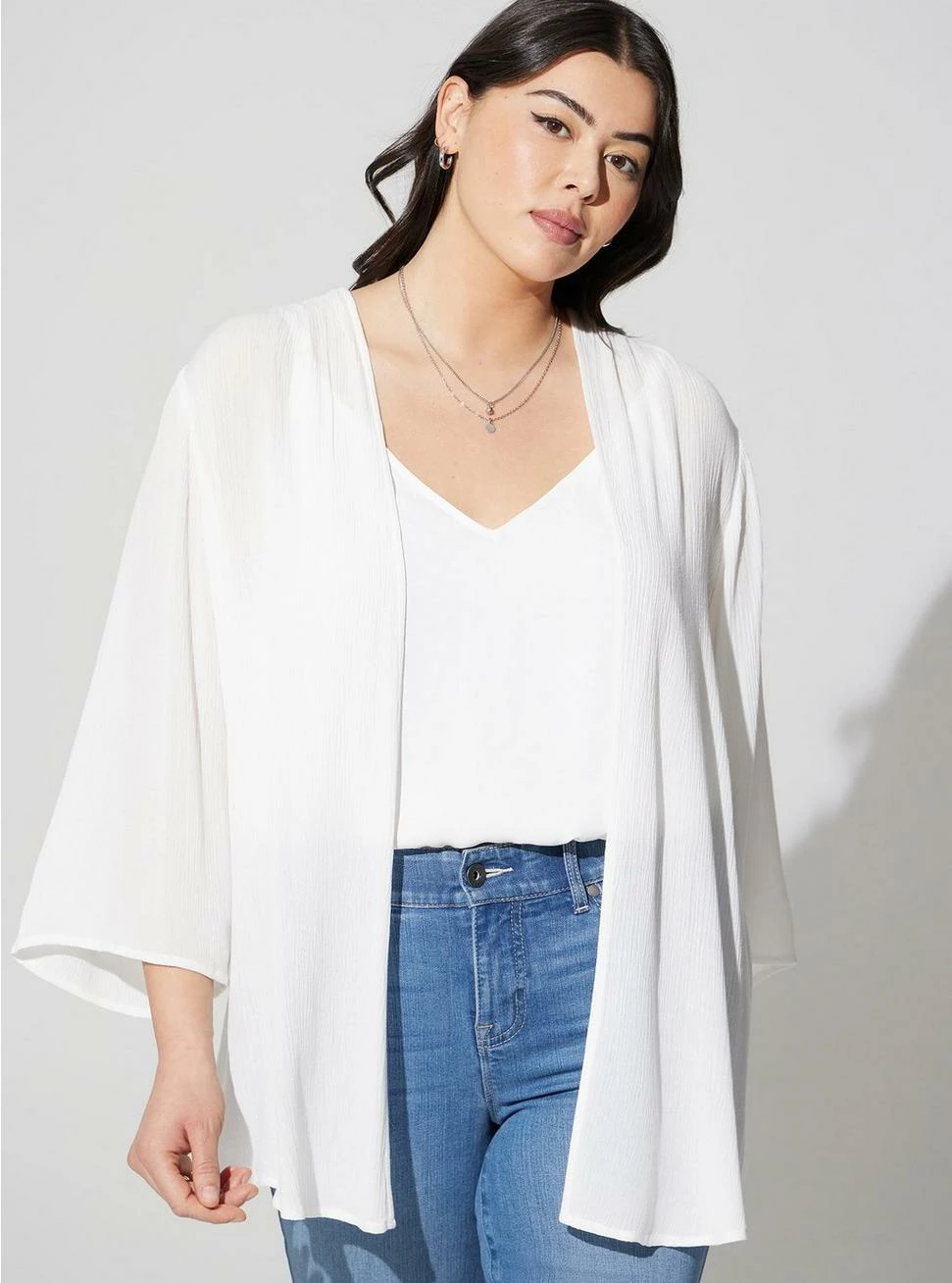 TORRID Gauze Crochet Inset Kimono - Image 3