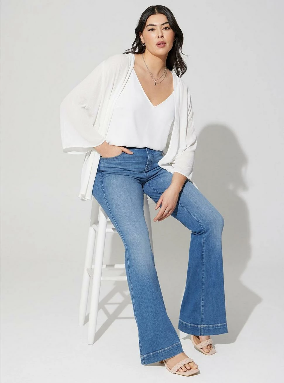 TORRID Gauze Crochet Inset Kimono