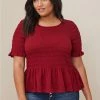 TORRID Peplum Chiffon Smocked Top