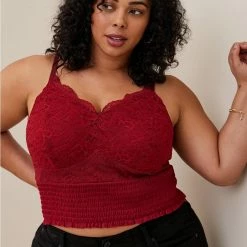 TORRID Lace Smocked Crop Top
