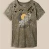 Null Graphic Relaxed Fit Cotton Crew Neck Destructed Tee