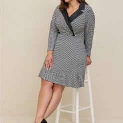 TORRID Mini Stretch Satin Tuxedo Dress