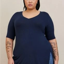 TORRID Favorite Tunic Super Soft V-Neck Side Slit Tee