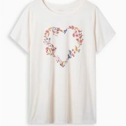 Null Floral Heart Everyday Signature Jersey Crew Neck Tee