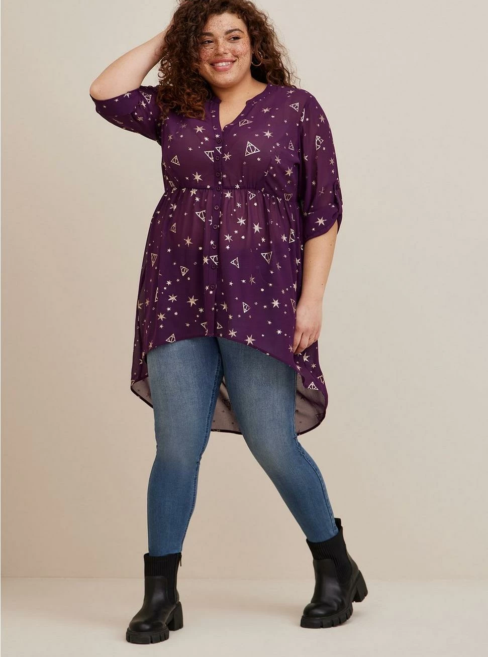 TORRID Warner Bros Harry Potter Lexi Chiffon Hi Low Blouse - Image 2