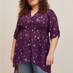 TORRID Warner Bros Harry Potter Lexi Chiffon Hi Low Blouse