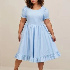 TORRID Disney Cinderella Stretch Poplin Puff Sleeve Midi Dress