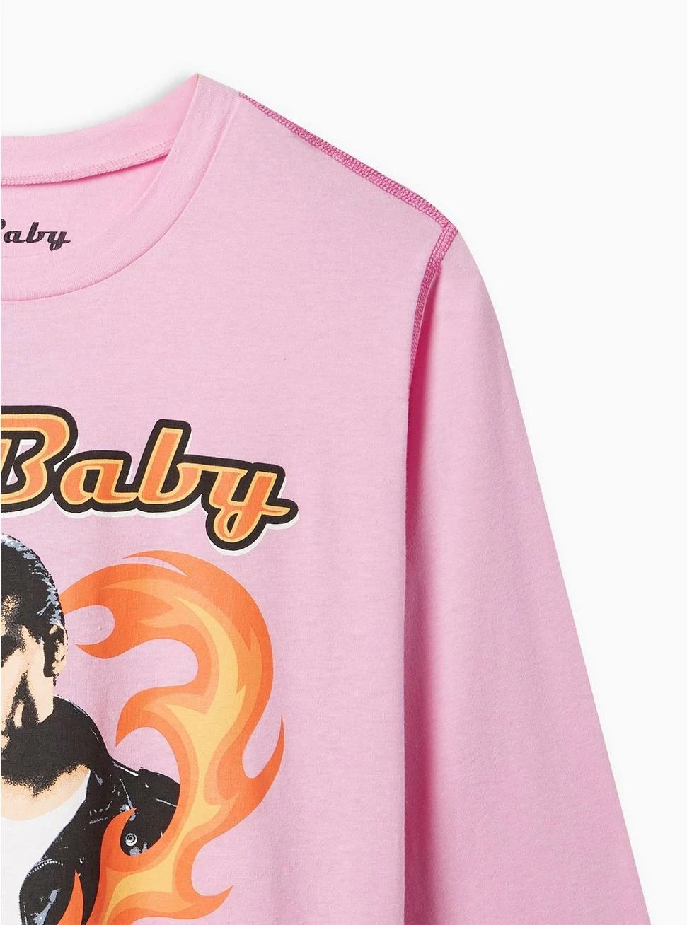 Null Crybaby Slim Fit Cotton Long Sleeve Lettuce Hem Crop Tee - Image 2