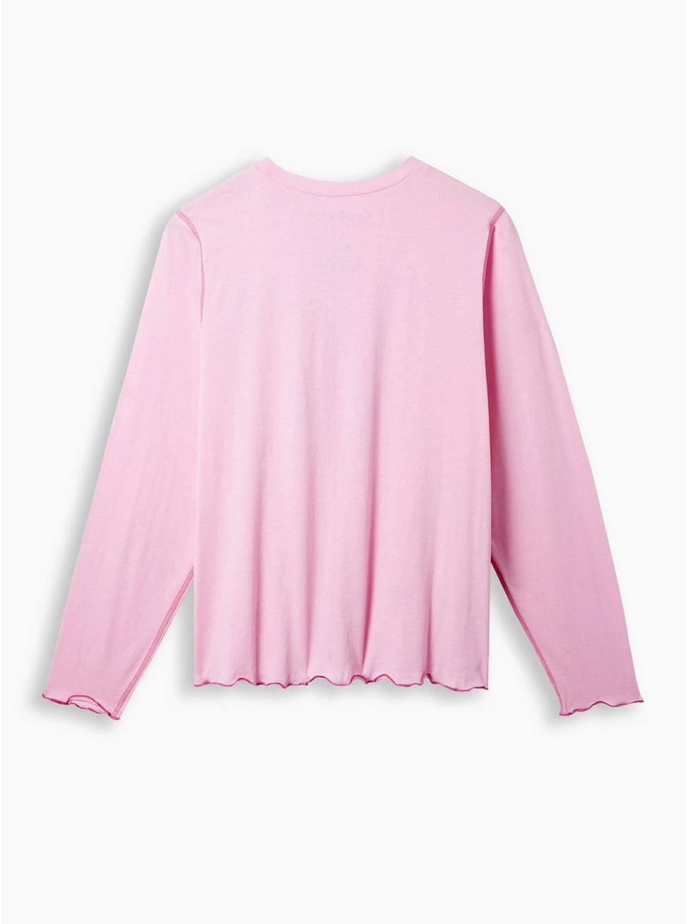 Null Crybaby Slim Fit Cotton Long Sleeve Lettuce Hem Crop Tee - Image 3