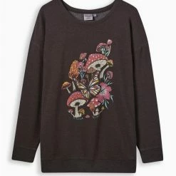 Null Mushroom Classic Fit Super Soft Fleece Long Sleeve Drop Shoulder Sweatshirt