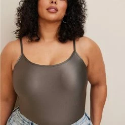 TORRID Shiny Nylon Scoop Neck Bodysuit