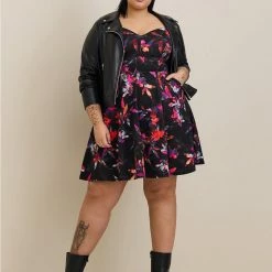 TORRID Mini Scuba Lace-Up Fit And Flare Dress