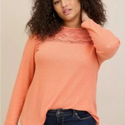 TORRID Waffle Crochet Yoke Top