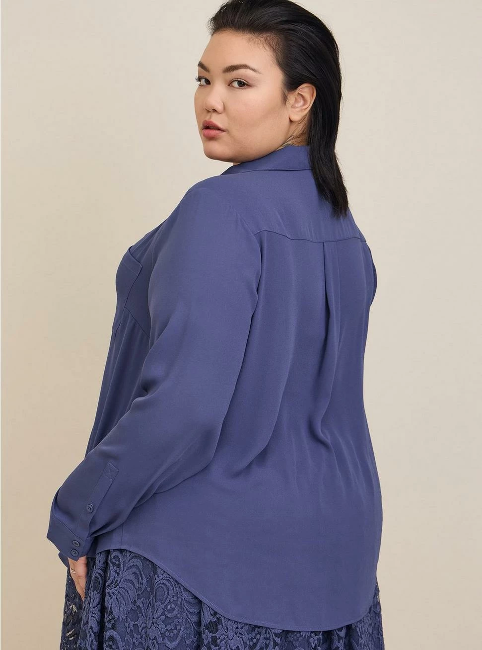 TORRID Lizzie Georgette Button-Up Long Sleeve Shirt - Image 3