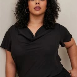 TORRID Georgette Cowl Neck Short Sleeve Blouse