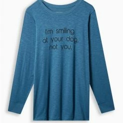Null Smiling At Your Dog Classic Fit Super Soft Slub Crew Neck Long Sleeve Tee