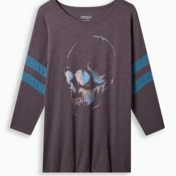 Null Skull Classic Fit Super Soft Slub Crew Neck Long Sleeve Drop Shoulder Tee