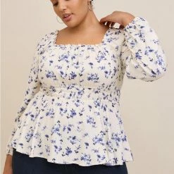 TORRID Rayon Slub Waist Detail Blouson Sleeve Top
