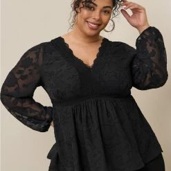 TORRID Babydoll Clip Floral Long Sleeve Top
