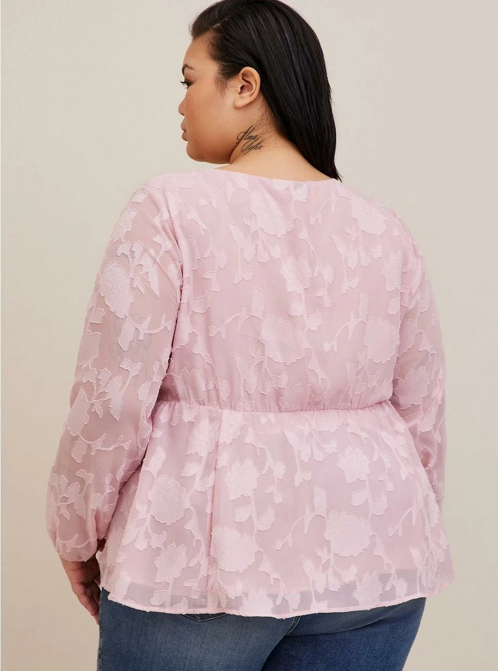 TORRID Babydoll Clip Floral Long Sleeve Top - Image 3