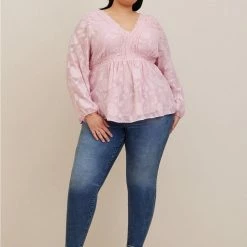 TORRID Babydoll Clip Floral Long Sleeve Top