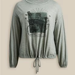 Null Come As You Are Classic Fit Cotton Drop Shoulder Long Sleeve Tie Hem Tee