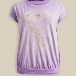 Null Moon Phase Relaxed Fit Super Soft Slub Crew Neck Dolman Banded Foil Tee