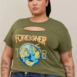 TORRID Foreigner Classic Fit Cotton Keyhole Tee