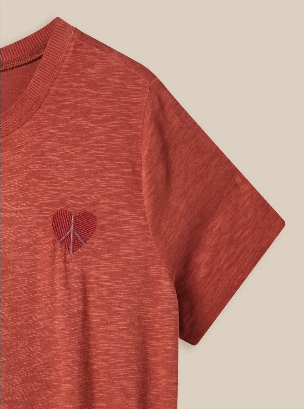 Null Peace Heart Vintage Crew Neck Embroidery Tee - Image 2