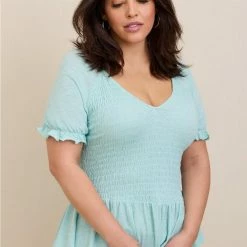 TORRID Cotton Modal Slub Smocked Short Sleeve Babydoll