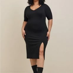 TORRID Midi Studio Cupro Slide Slit Bodycon Dress