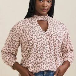 TORRID Textured Jersey Choker Neck Smocked Bottom Top
