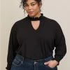 TORRID Textured Jersey Choker Neck Smocked Bottom Top