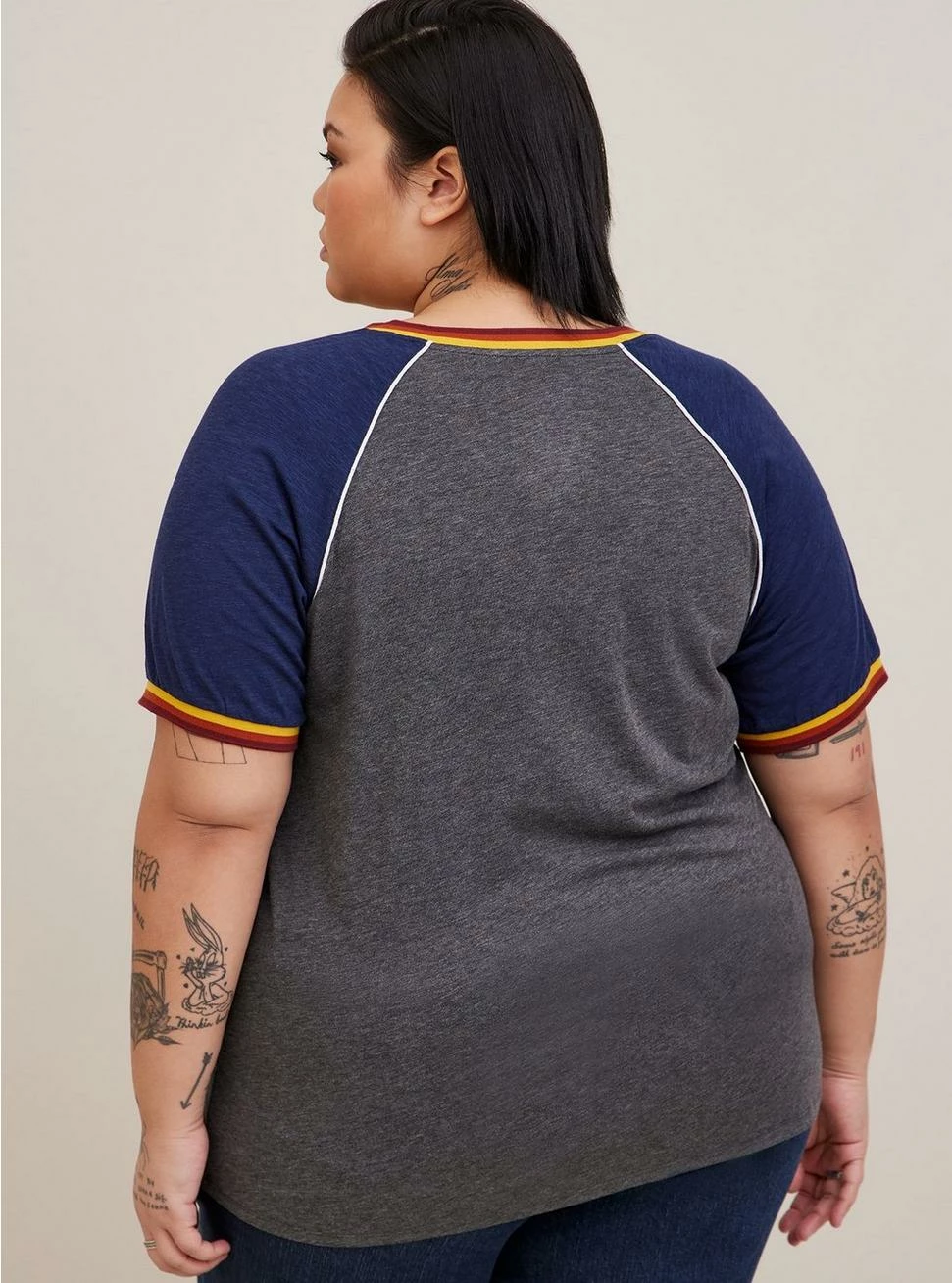 TORRID Super Soft Slub V-Neck Varsity Raglan Tee - Image 3