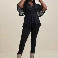 TORRID Stretch Lace Surplice Dolman Sleeve Top